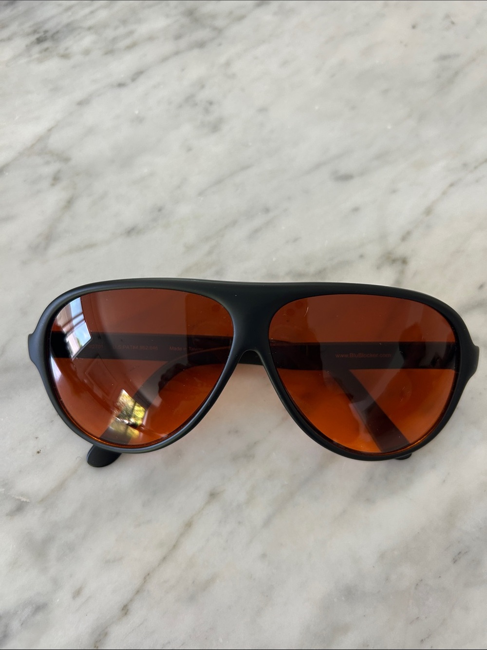 Men's Blublocker Black Aviator Sunglasses with Amber Lenses